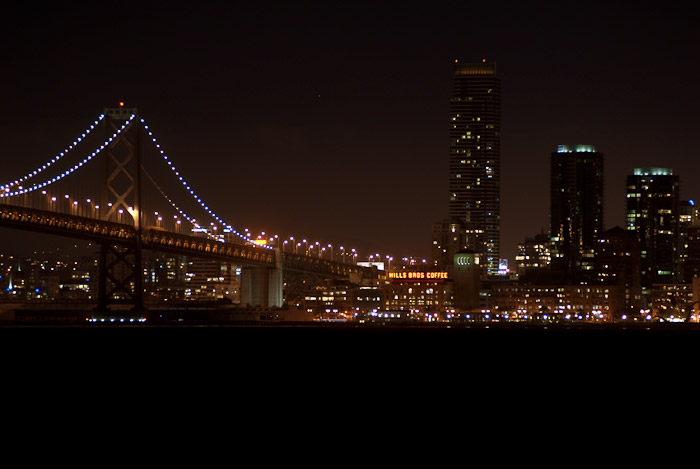 San Francisco Bay Bridge at Night, shot from Treasure Island