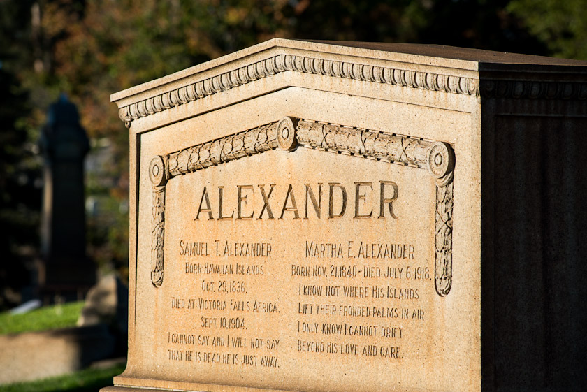 Alexander Tomb Stone, Mountain View Cemetery, Oakland