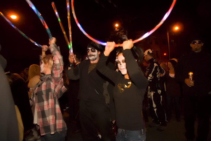 Ghosts with Lighted Hoola Hoops - Day of the Dead