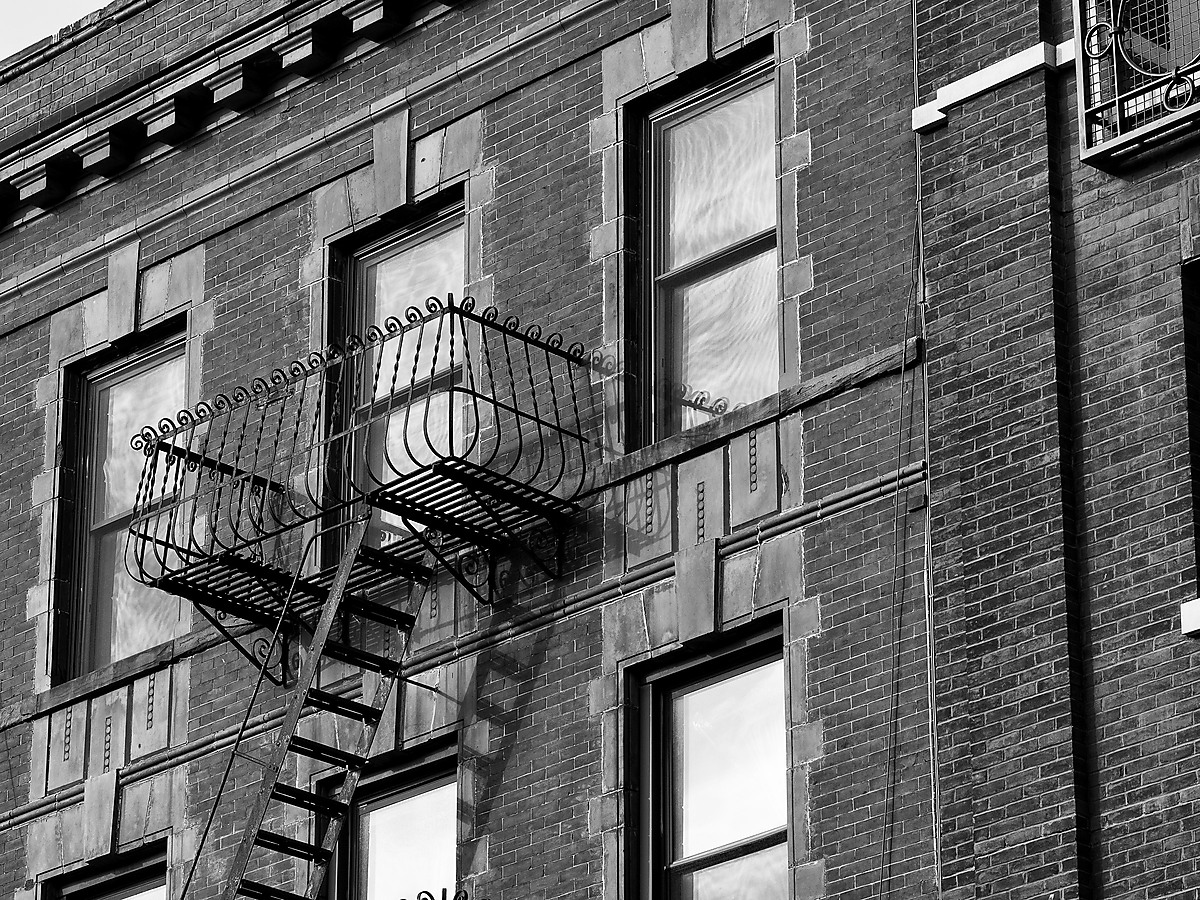 Fire Escape on a Brick Building in Brooklyn Hieghts