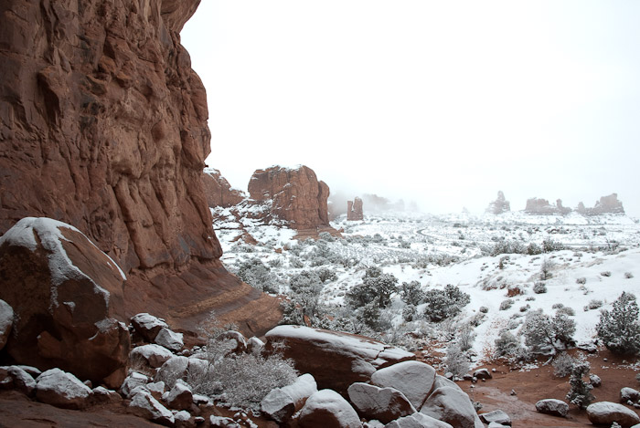 Snowy view from Double Arch