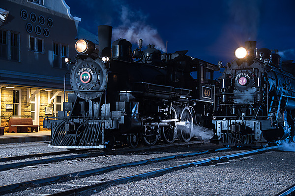Engines 40 and 93 at Night
