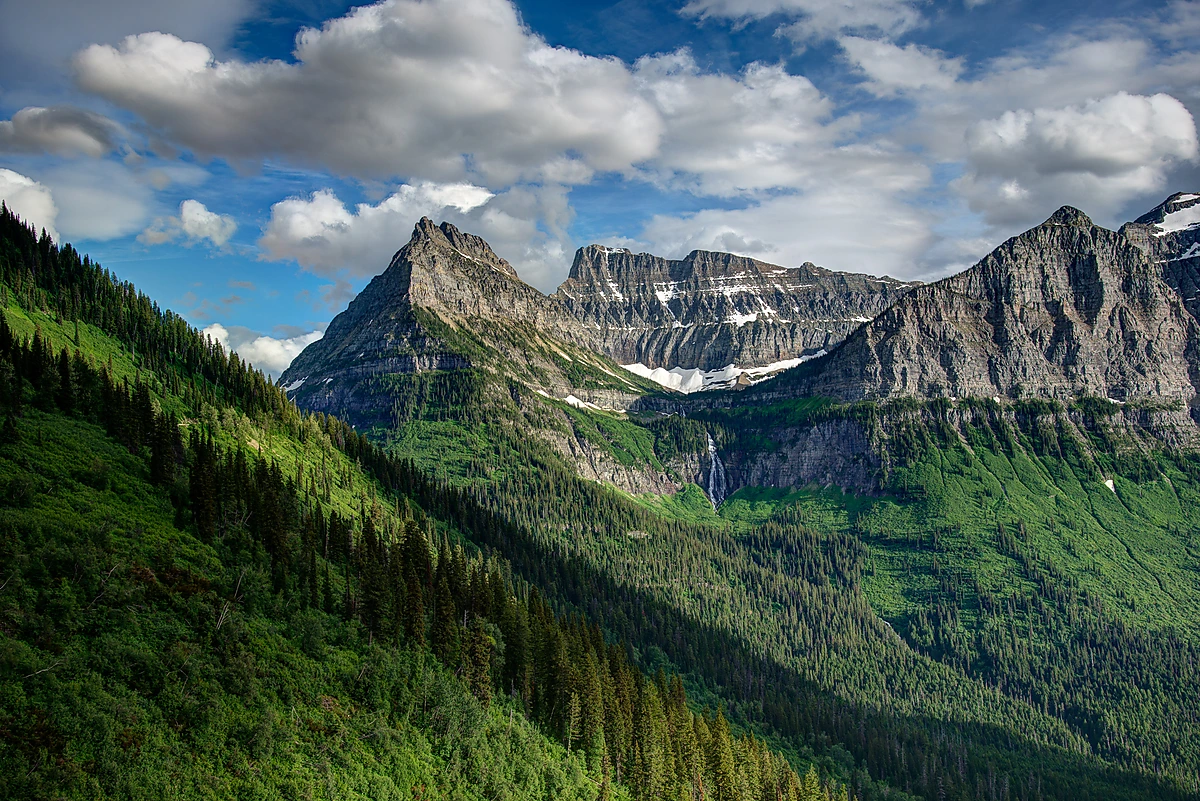 Mountain peaks with a Water Fall