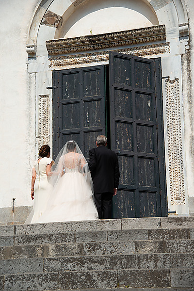 Bride and Parents Entering Ravello Cathedral
