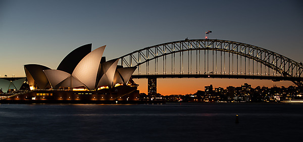 Sydney Opera House and Harbour Bridge at Dusk