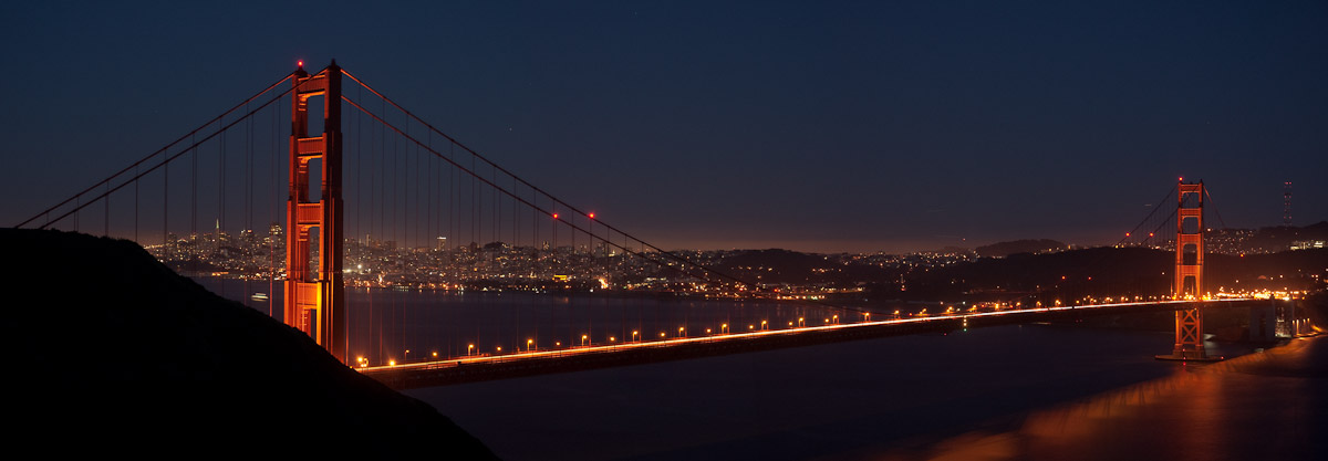Golden Gate Bridge just after sunset