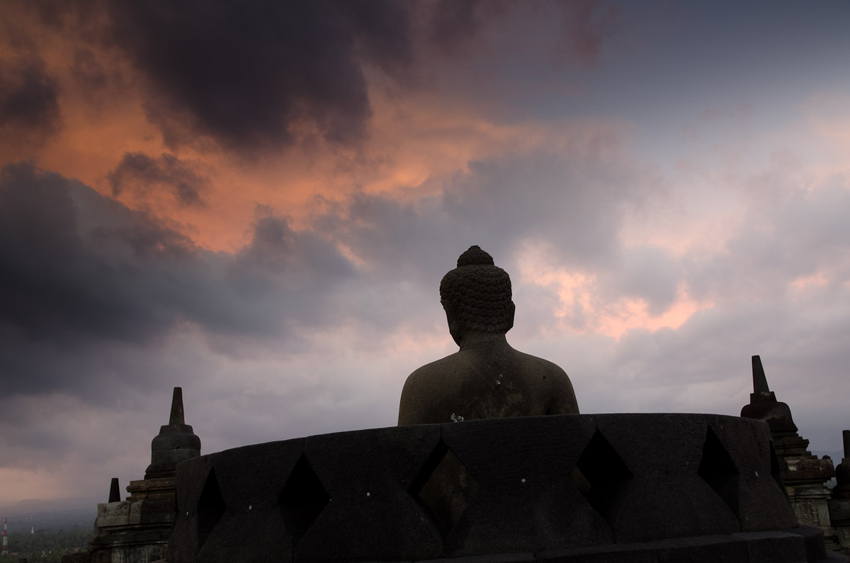 Buddha Looks Out at the Fading Sun